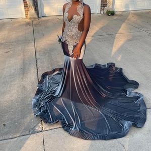 silver and grey prom dress